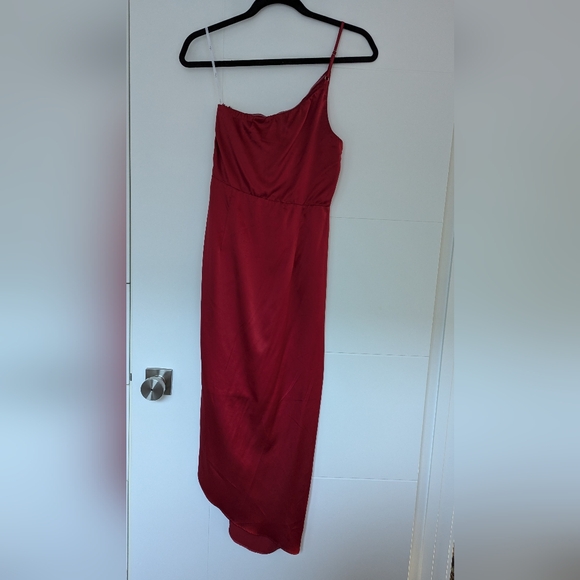 Red One Shoulder Cocktail Midi Dress from Lulu's - Picture 6 of 7